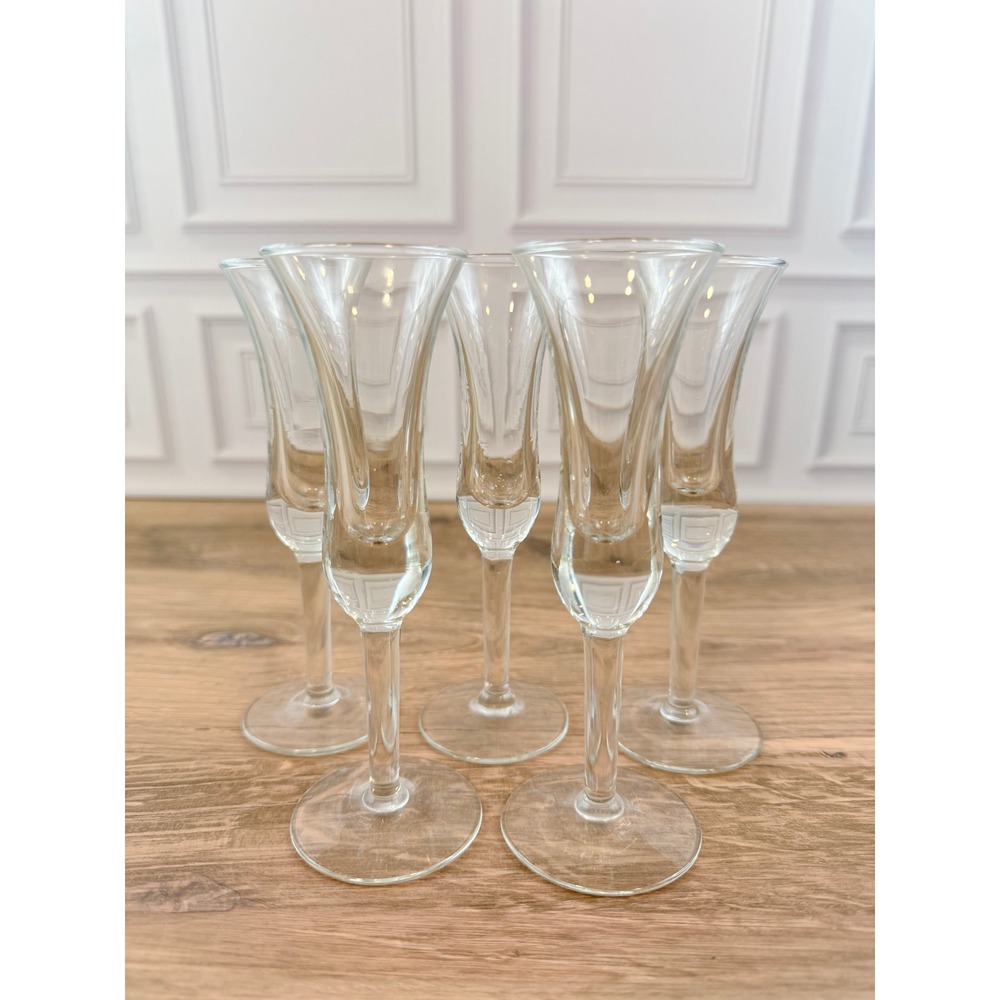 VTG Set of 5 Holmegaard Apertif Cordial Clear Glasses Tulip Stem 6in